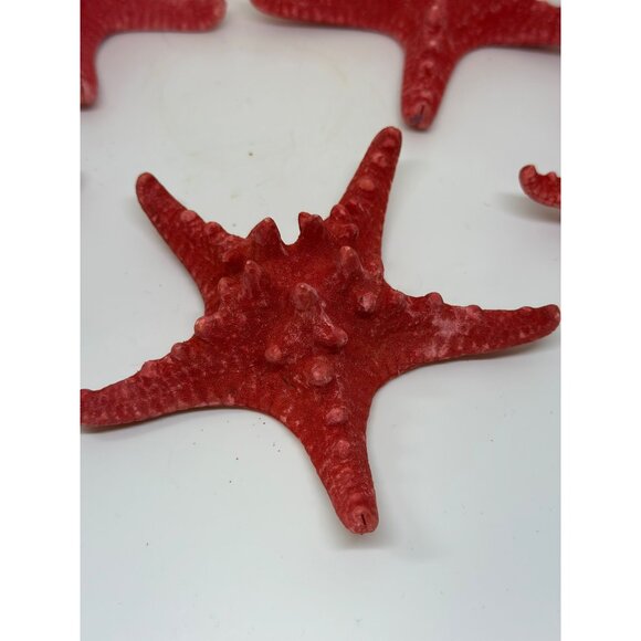Red Decorative Starfish Set of 8 - 5" Textured Coastal Beach Nautical Decor - Picture 6 of 10